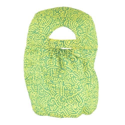 Ozzie-green and gold indigenous print adult legionnaires hat UPF50+ get flapped-back