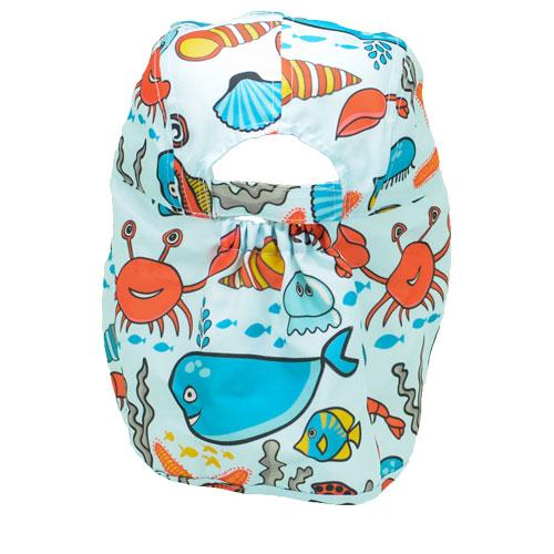 Seaside-ocean themed childrens legionnaires hat UPF50+ get flapped-back