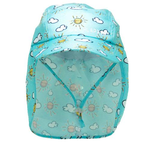 Sunshine-sun and cloud patterned baby legionnaires hat UPF50+ get flapped-front